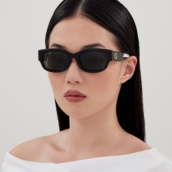 Gucci GG1667SK 003 Sunglasses Black/Havana Rectangle Frame, Violet Lenses - Picture 2 of 11